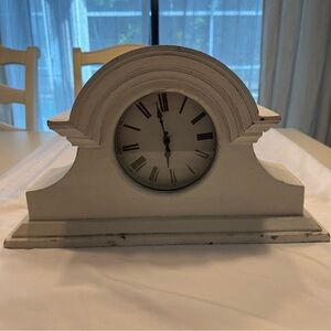 Vintage White Mantel Battery Powered Clock